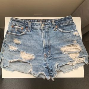 Abercrombie & Fitch Annie High Rise Distressed Jean Shorts
